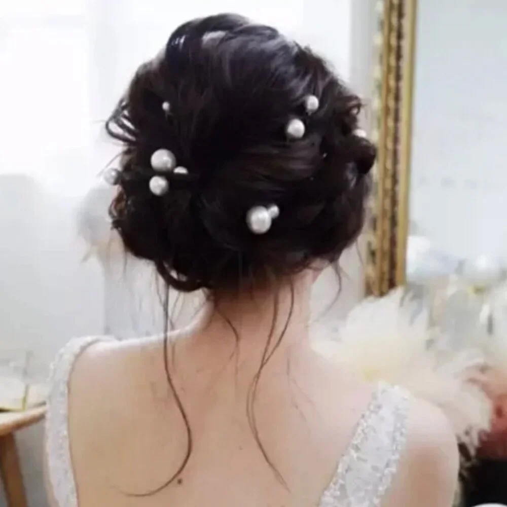 ✨ 18pcs White Pearl Bobby Pins Hair Ties Accessory